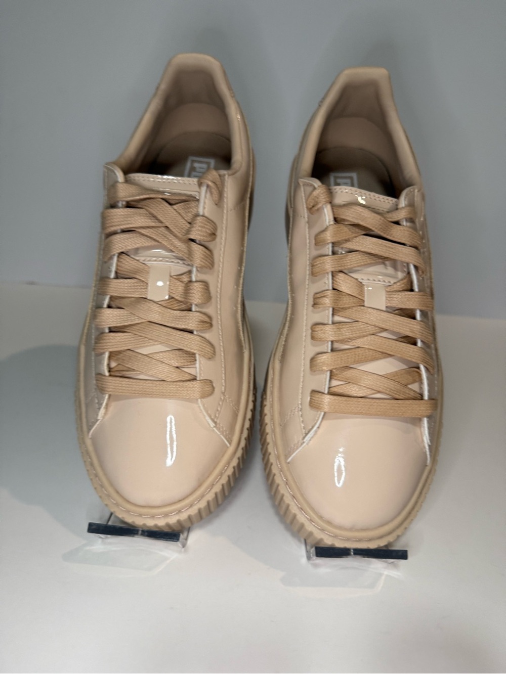 Puma Basket Platform Patent Frappe Nude Patent Sneakers Women’s Size 7 - Picture 8 of 14